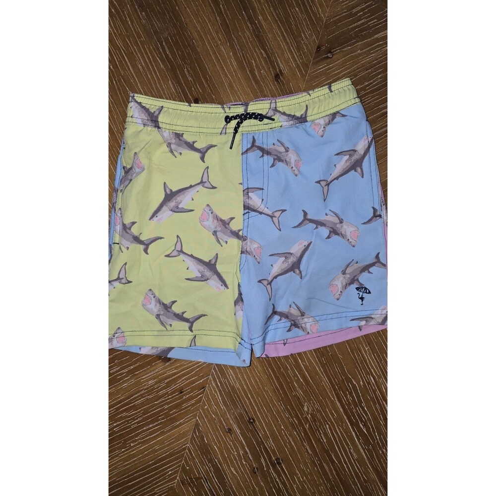 Shade Critters Palm Beach Shark Colorblock Boys Swim Trunks Sz 7 Pastels